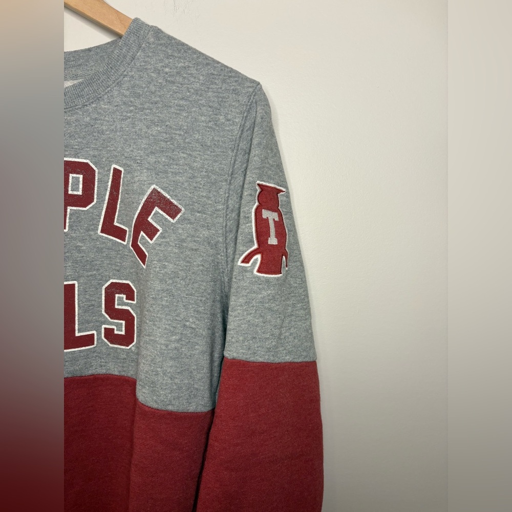 ‘47 TEMPLE OWLS GREY GIBSON LONG SLEEVE Crewneck SWEATSHIRT size small - Picture 2 of 7